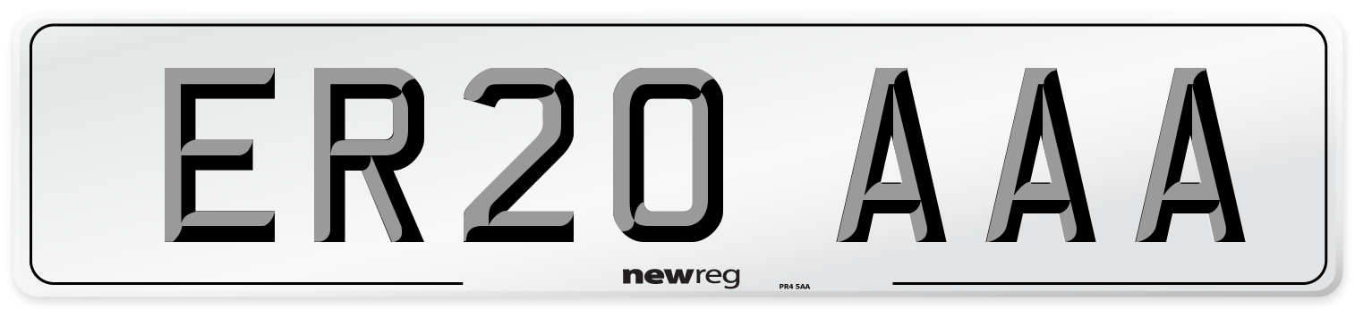 ER20 AAA Number Plate from New Reg